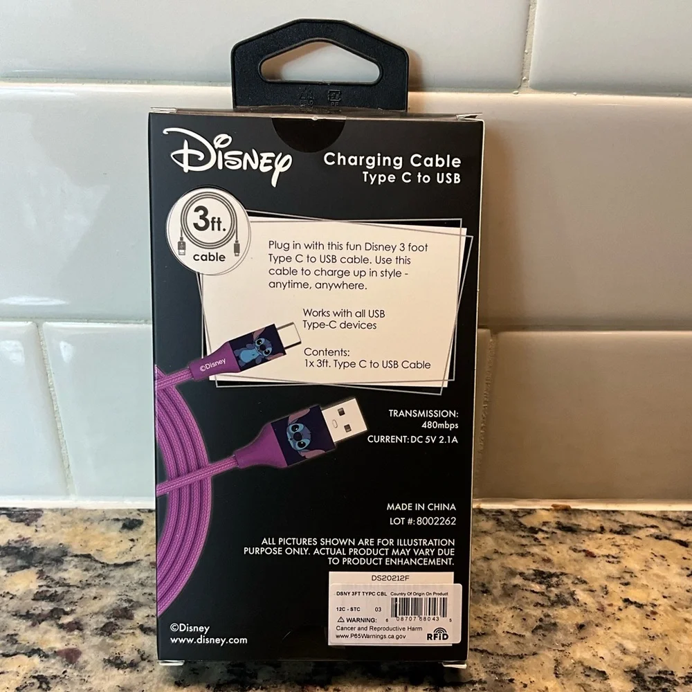 Disney Stitch 3ft USB to USB-C. SEND ME AN OFFER!